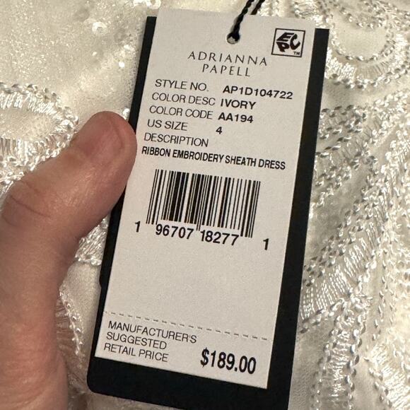 Adrianna Papell Soutache Embroidered Flare Sleeve Sheath Dress Size 4 & 6 NWT - Picture 6 of 7